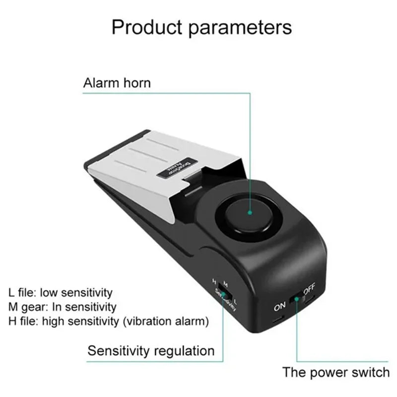 120dB Wireless Door Stop Alarm System - Mini Anti-Theft Wedge Device for Home and Travel