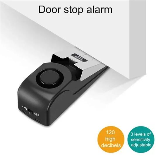 120dB Wireless Door Stop Alarm System - Mini Anti-Theft Wedge Device for Home and Travel
