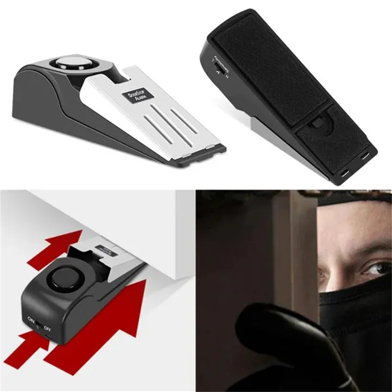 120dB Wireless Door Stop Alarm System - Mini Anti-Theft Wedge Device for Home and Travel