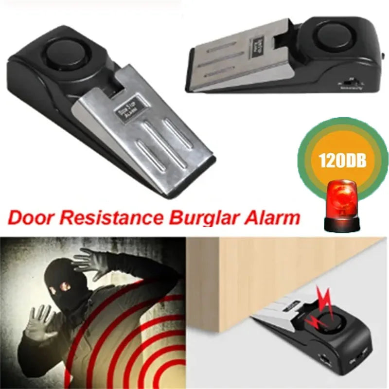 120dB Wireless Door Stop Alarm System - Mini Anti-Theft Wedge Device for Home and Travel